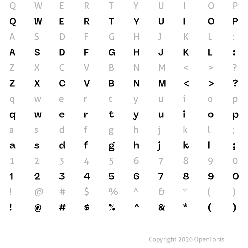 Character Map of Panel Sans Bold