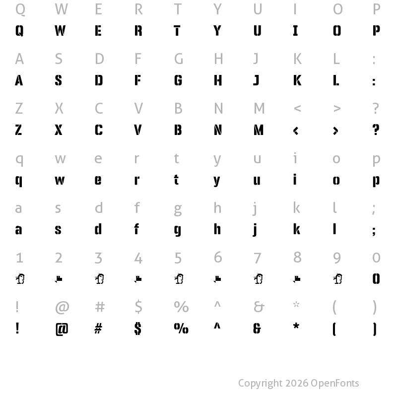 Character Map of Panfleta Stencil Extra Bold