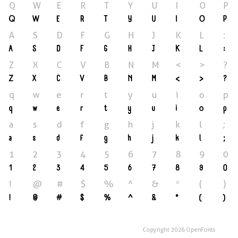 Character Map of Panforte Condensed Bold