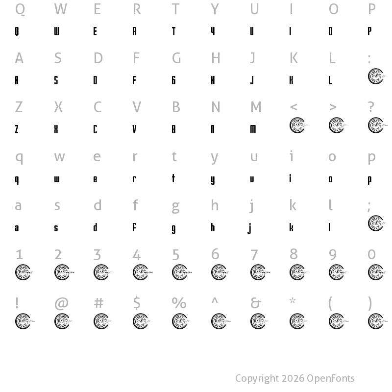 Character Map of Panoramatic Demo Regular