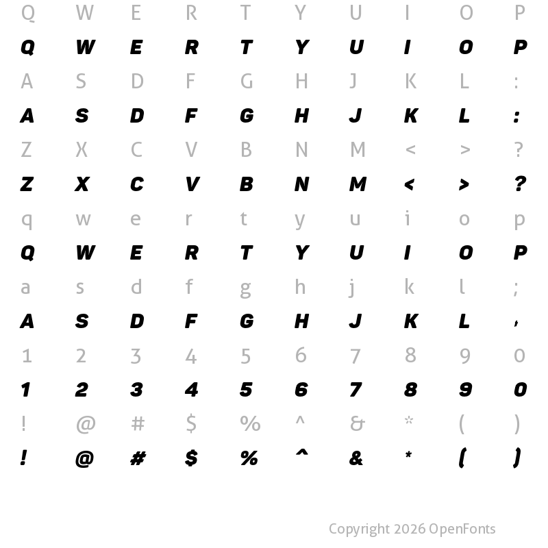 Character Map of Panton Black italic Caps