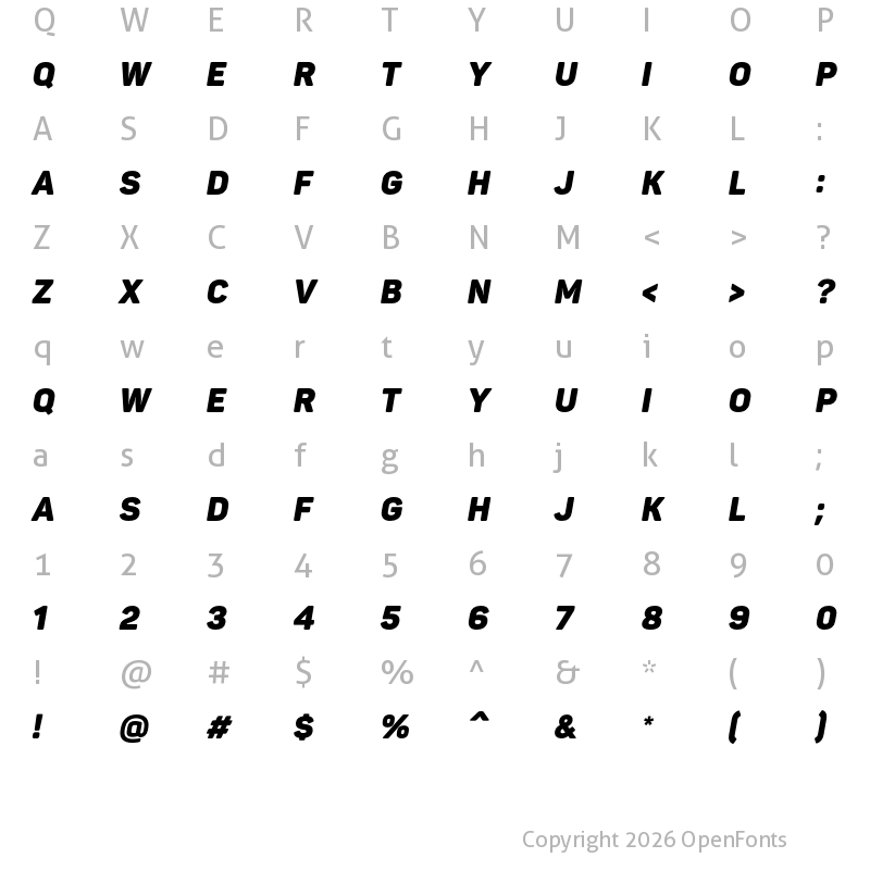 Character Map of Panton Black Italic Caps