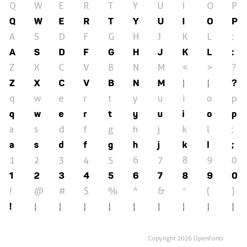 Character Map of Panton-Trial ExtraBold