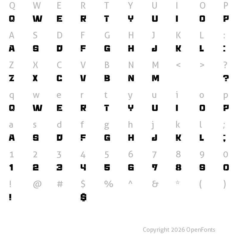 Character Map of Panzer Regular