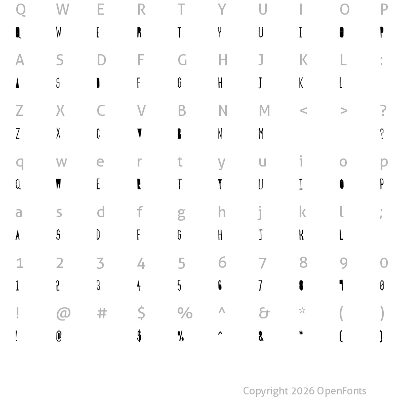 Character Map of Papercut Regular