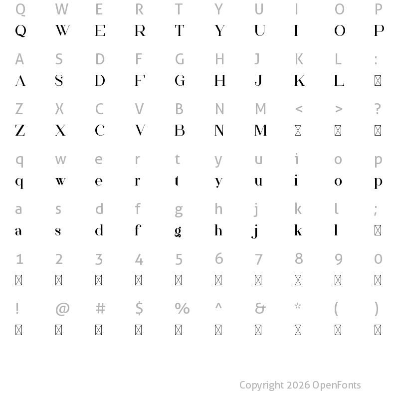 Character Map of Papillon Regular