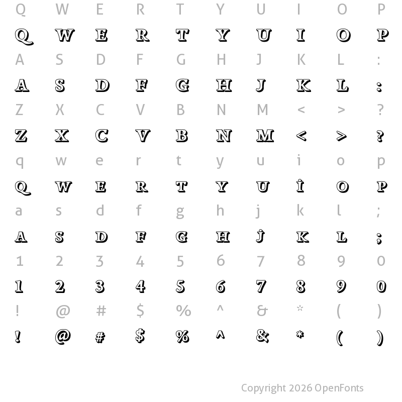 Character Map of Papillons Outline Regular