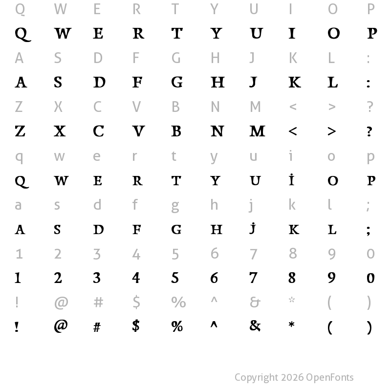 Character Map of Papillons Regular