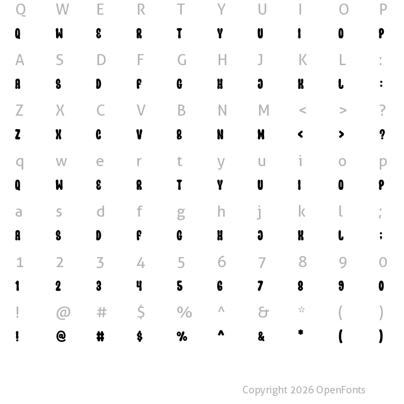 Character Map of Parade Groovy Regular