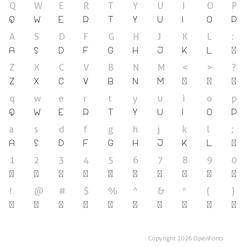 Character Map of Paradisk Demo Regular