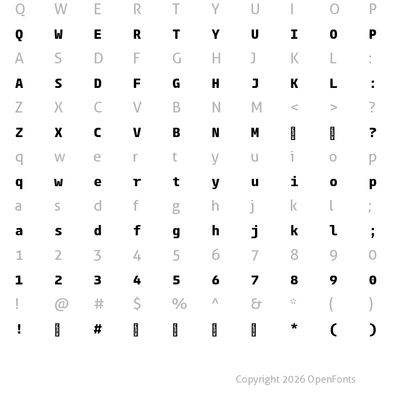 Character Map of ParadroidMono Soft Trial Bold