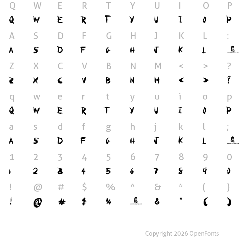 Character Map of Paranoia Regular