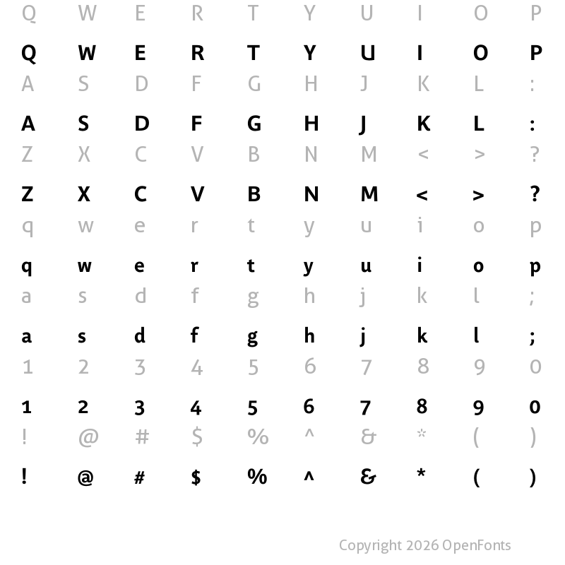 Character Map of Parisine Office Std Bold