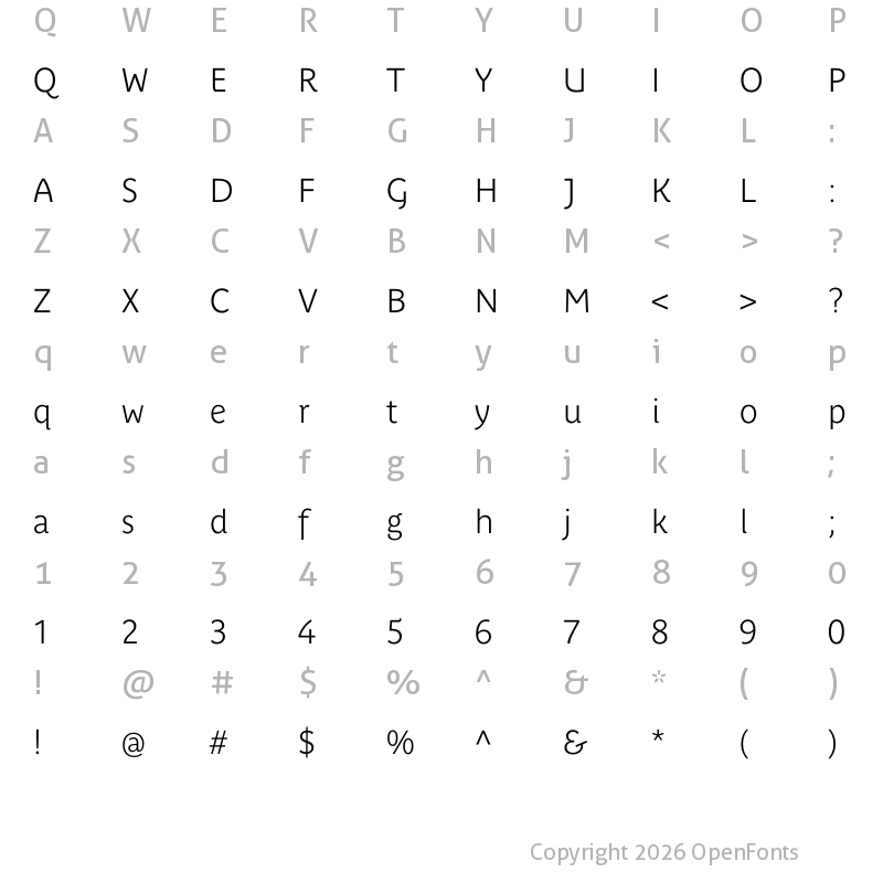 Character Map of Parisine Plus Std Clair Bold