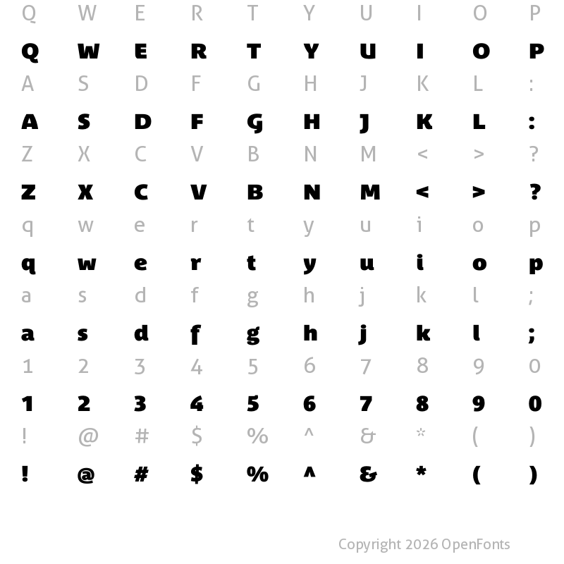 Character Map of Parisine Plus Std Sombre Bold