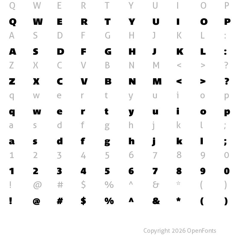 Character Map of Parisine Std Sombre Bold