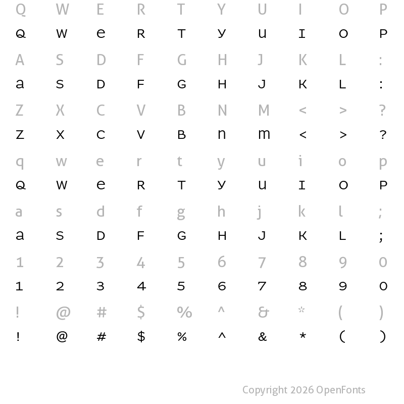Character Map of Parity Sans Regular