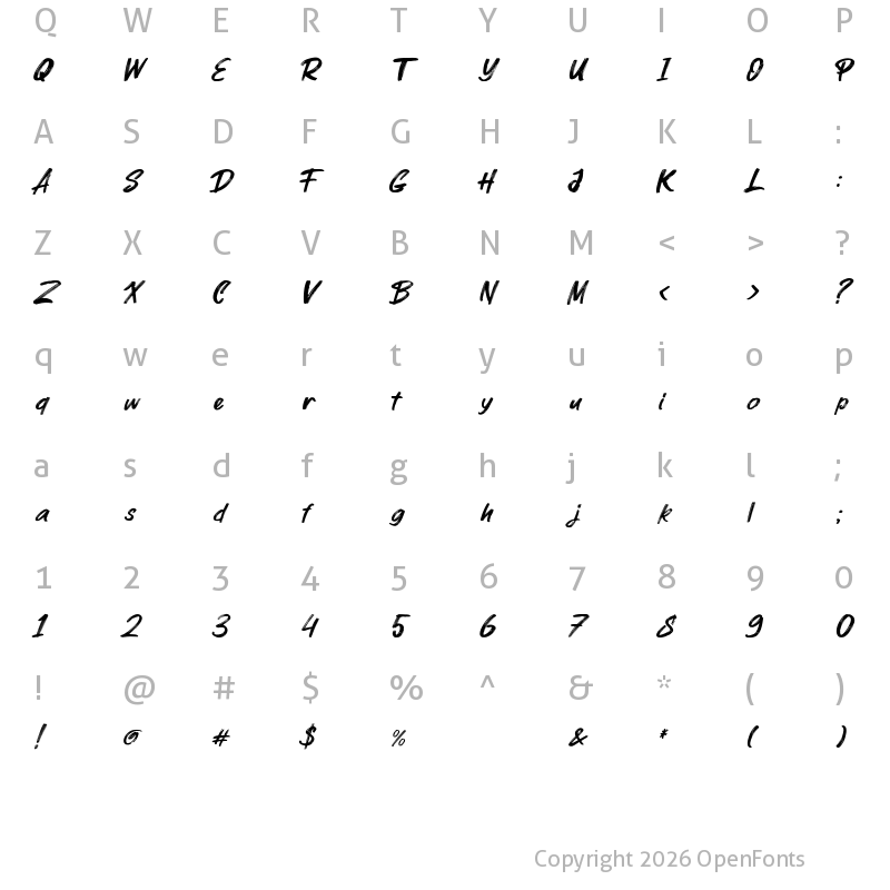 Character Map of Parkway Lush Regular