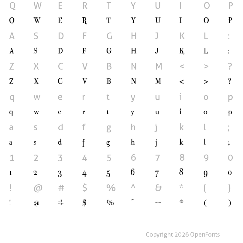 Character Map of ParmaPetitOutline Regular