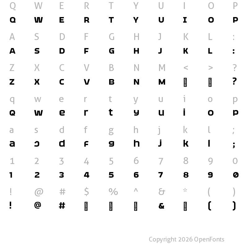 Character Map of Parquetipo Unicase