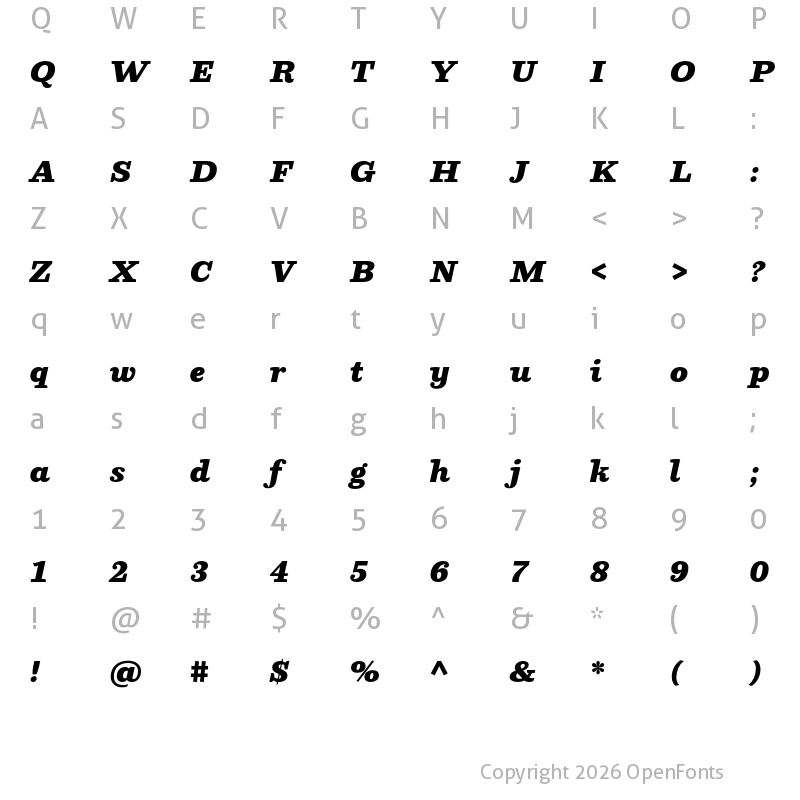 Character Map of Parry Black Italic