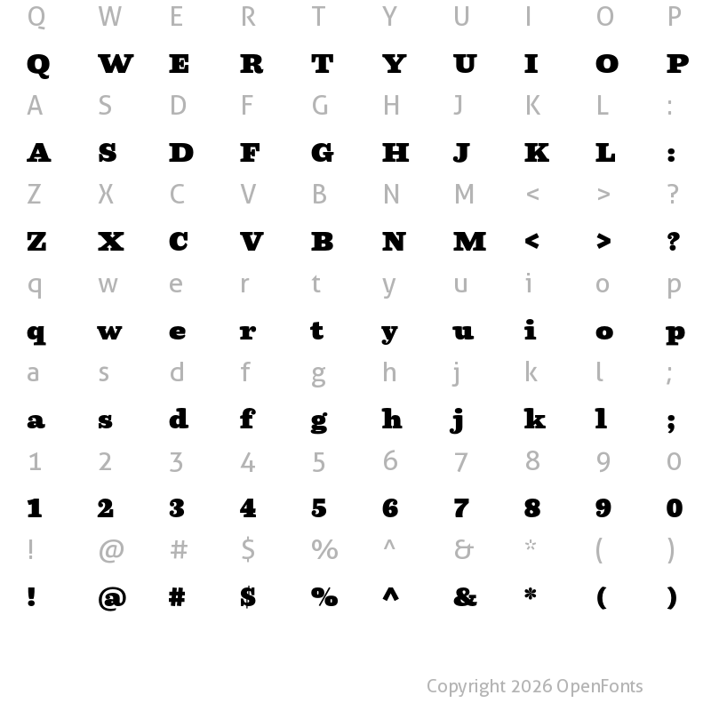 Character Map of Parry ExtraBlack