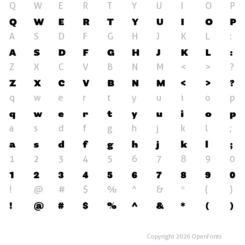 Character Map of Parry Grotesque ExtraBlack