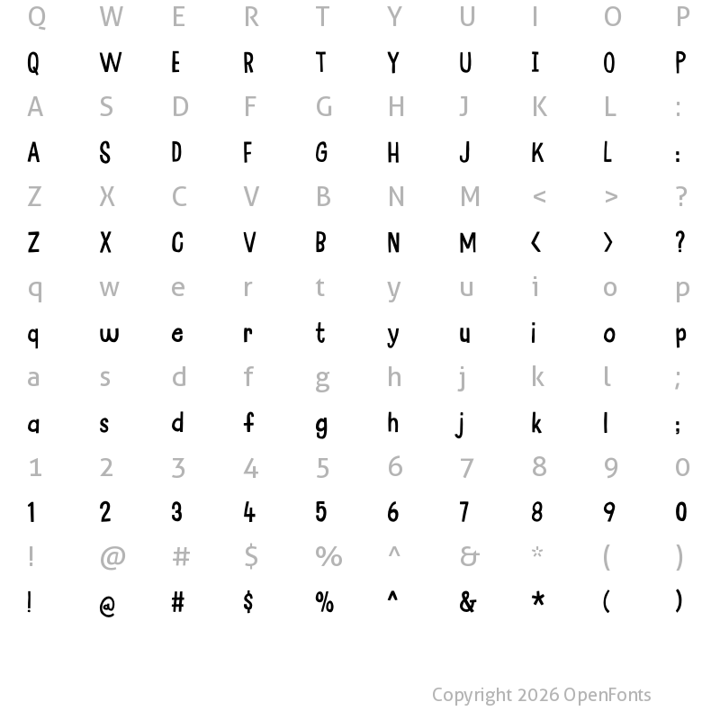 Character Map of Party Jam DEMO Regular