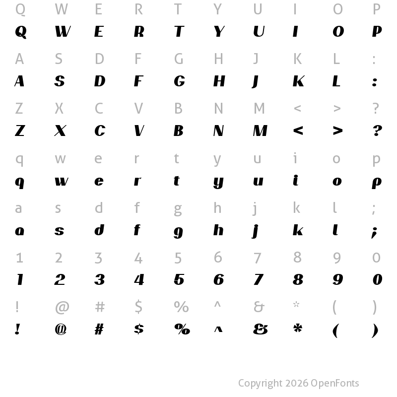 Character Map of PassionSansPDar BlackItalic