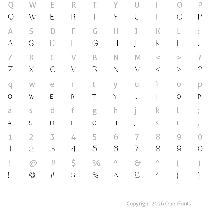 Character Map of PassionSansPDbc LightSmallCaps