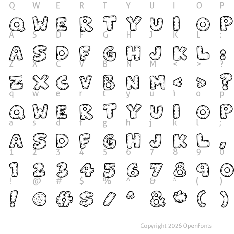 Character Map of Patchwork Stitchlings Regular