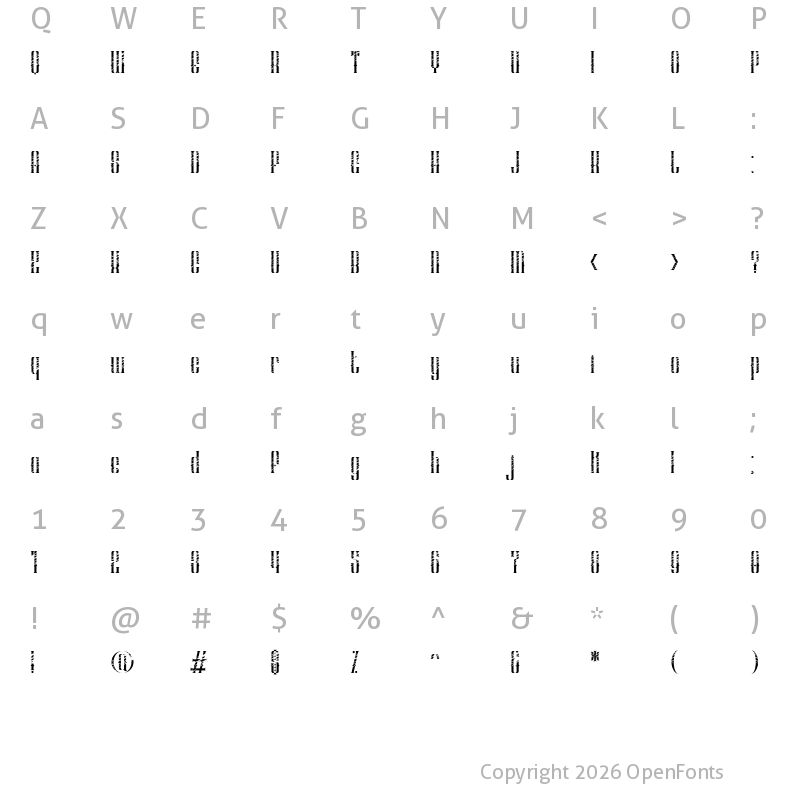 Character Map of Patinas Pointed Destroy Regular