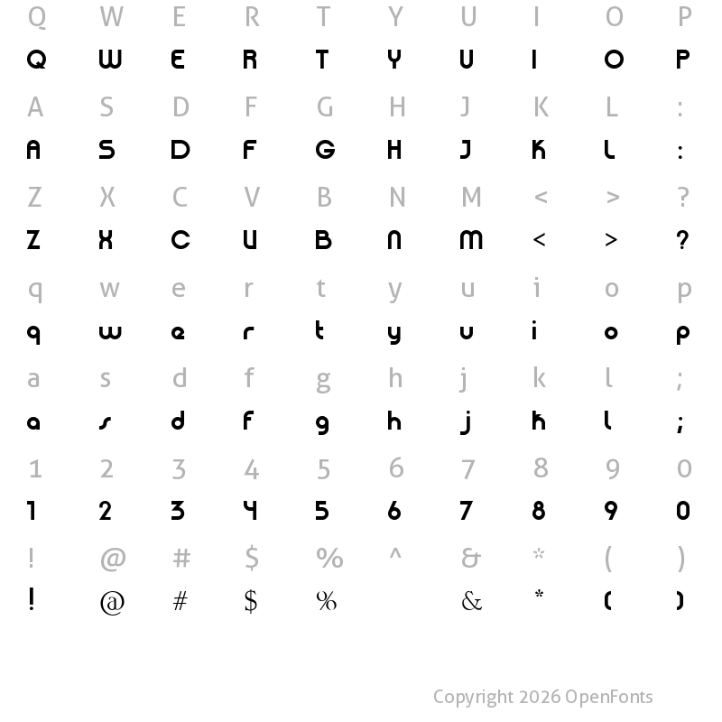 Character Map of Patinio Basica Regular