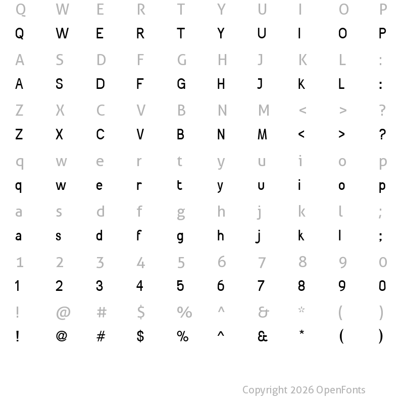 Character Map of Patinio Neue Regular