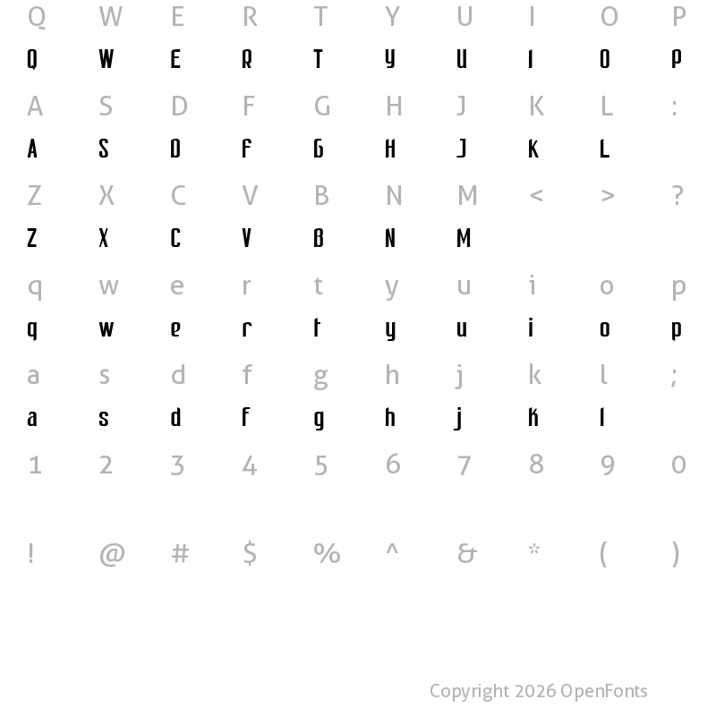 Character Map of Patinio Ricardo Regular