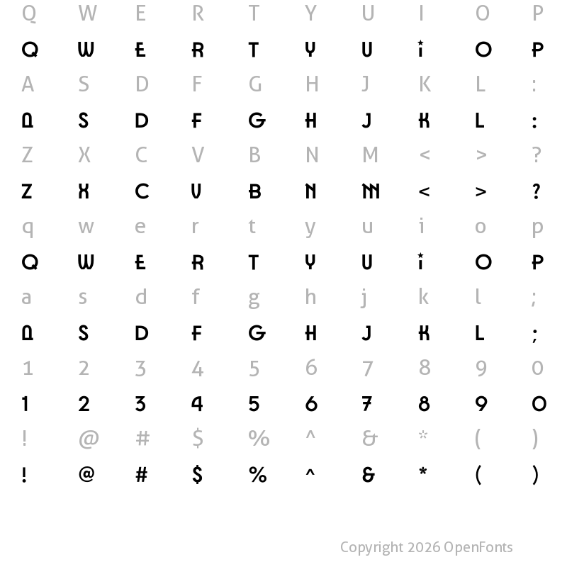 Character Map of Patriot Medium