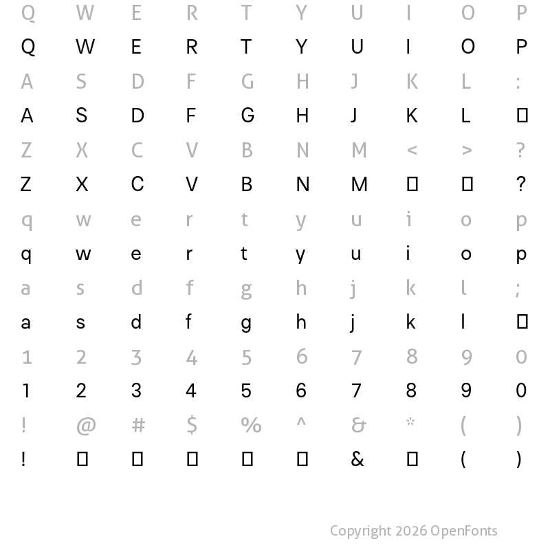 Character Map of Paul Grotesk Regular-Trail