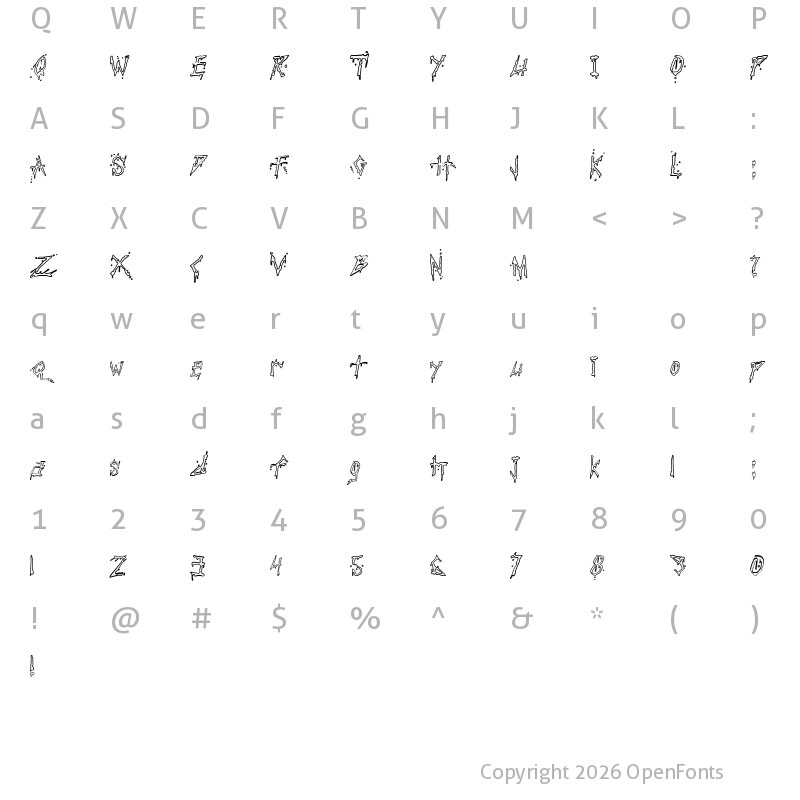 Character Map of Pauls Bloody Font Regular