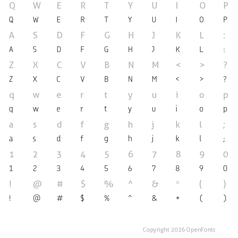 Character Map of Pauza Light