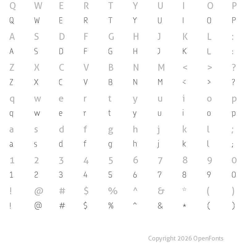 Character Map of Pauza Stencil Thin