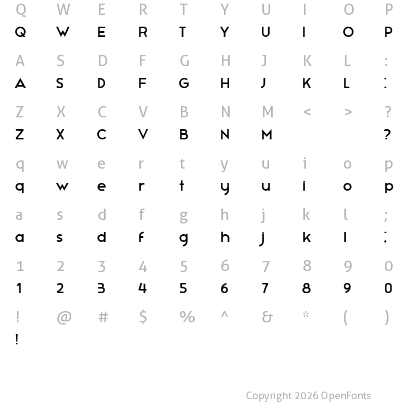 Character Map of Pavia Regular