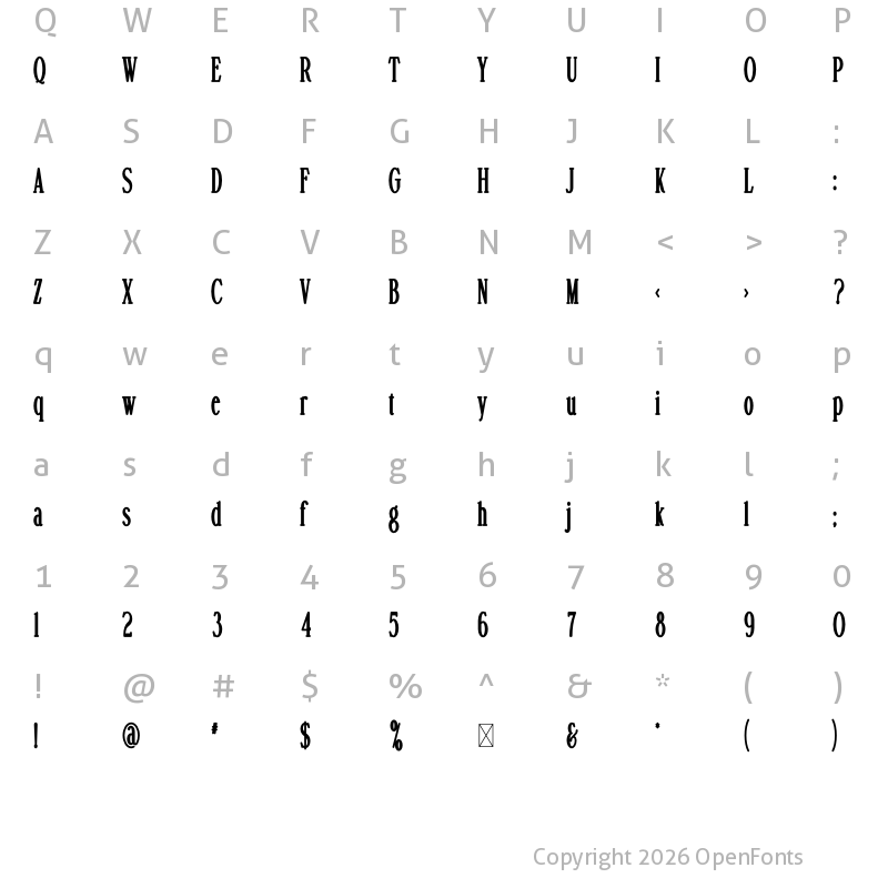 Character Map of Paxton Regular