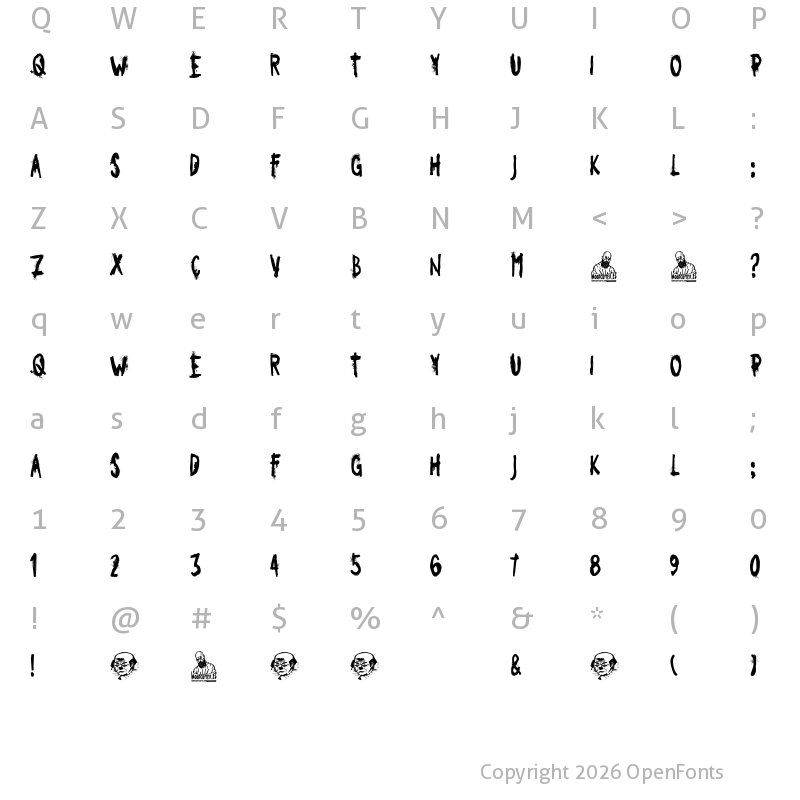 Character Map of Payaso Triste Regular