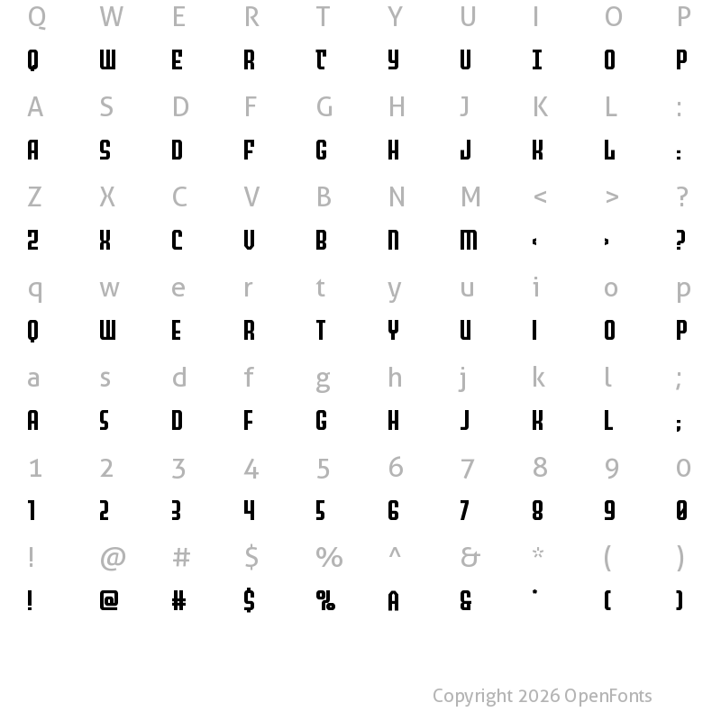 Character Map of Peace & Houston Expanded Regular