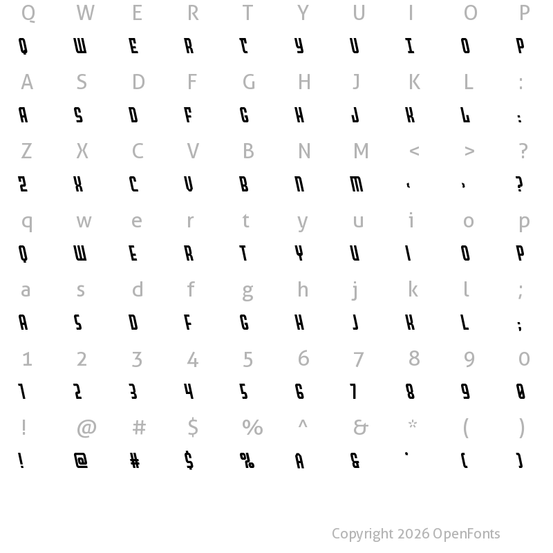Character Map of Peace & Houston Leftalic Regular
