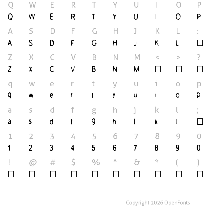 Character Map of PeaceNow Basic PeaceNow Basic