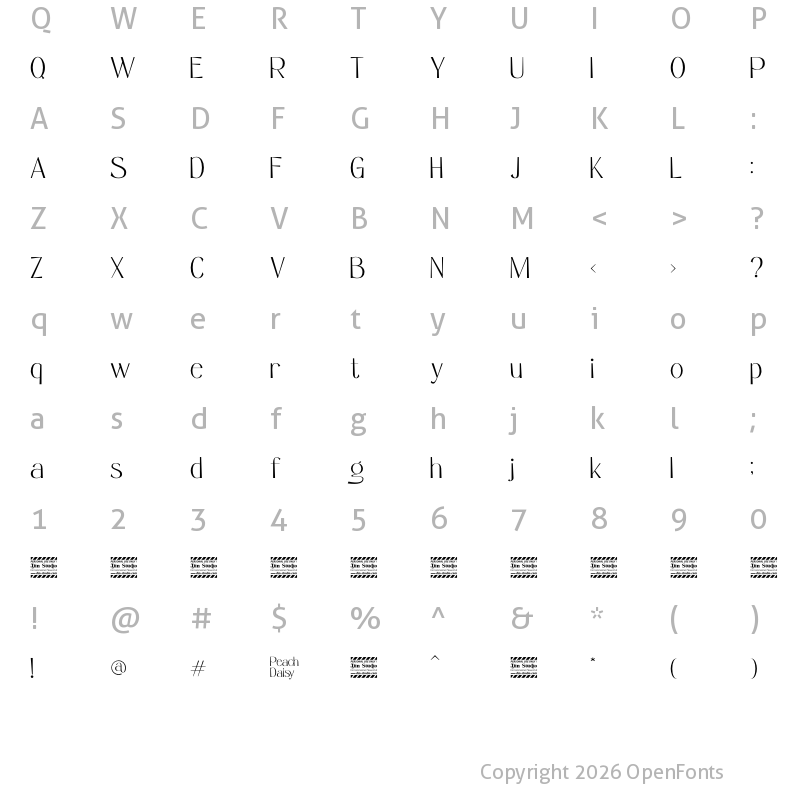 Character Map of Peach Daisy Personal Use Regular