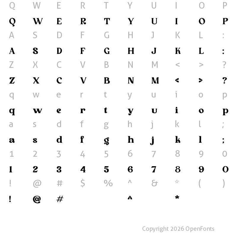 Character Map of Peach More Regular