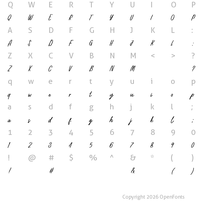 Character Map of Peachy Regular