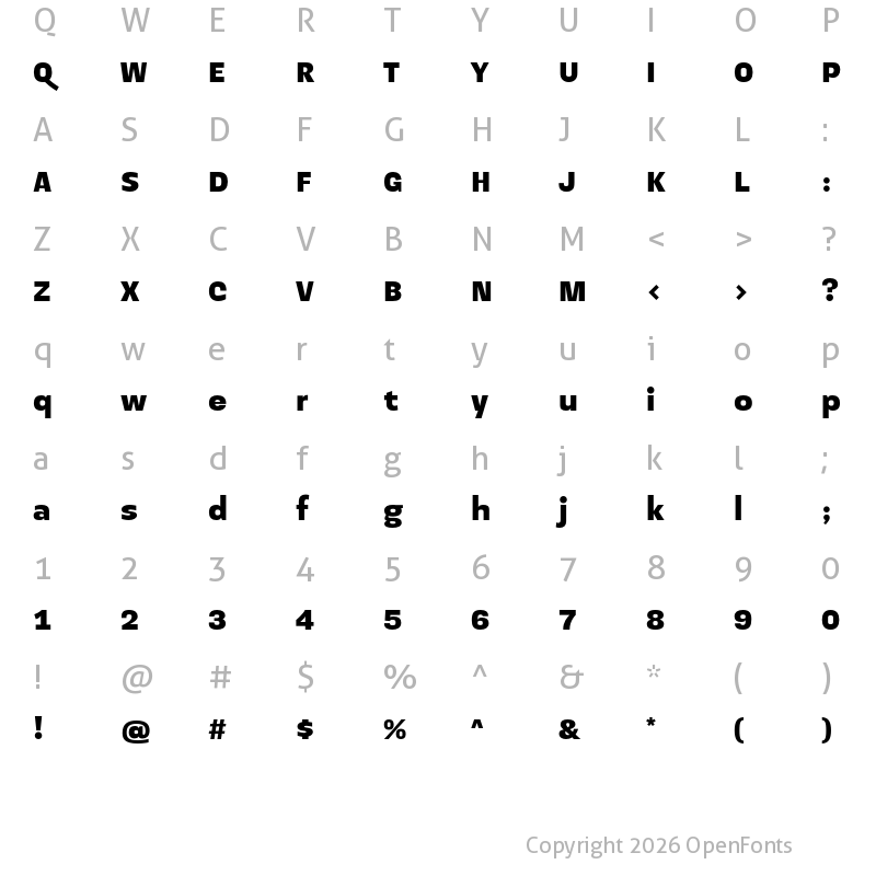 Character Map of Peacock Bold